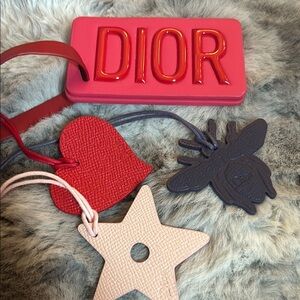 Dior luggage tag and bag charms